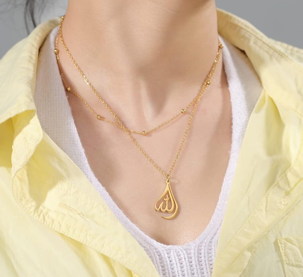 UNIFT Islamic Muslim Allah Layered Necklaces For Women Stain... - Image 3