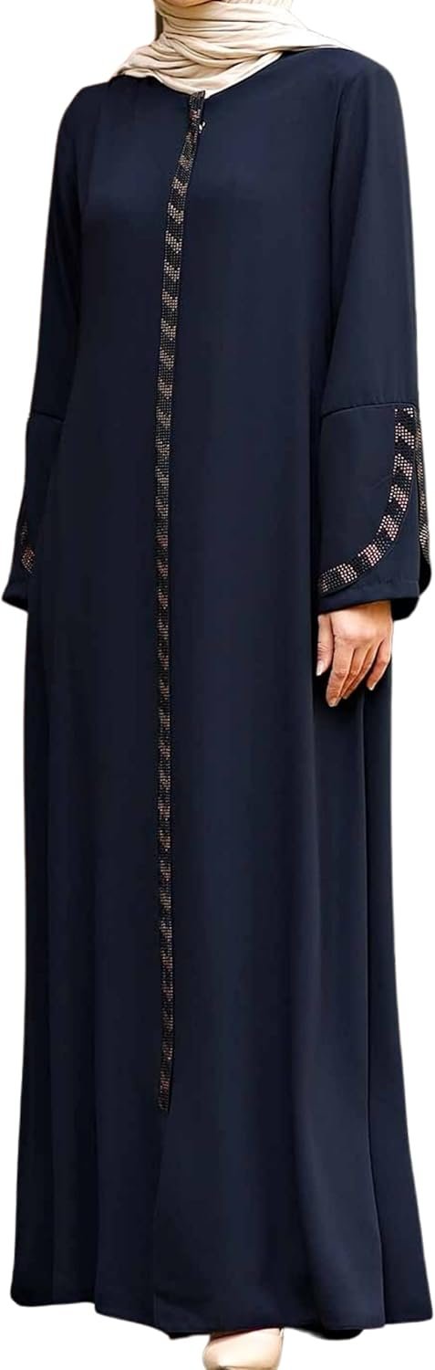 Women's Abaya Long Sleeve Open Quarry Floor Length Zipper Fl... - Image 2