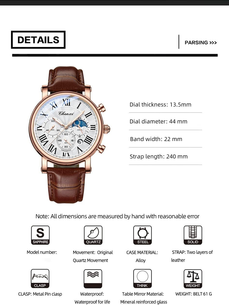 Gosasa Business Watches for Men Moon Phase Chronograph Luxur... - Image 6