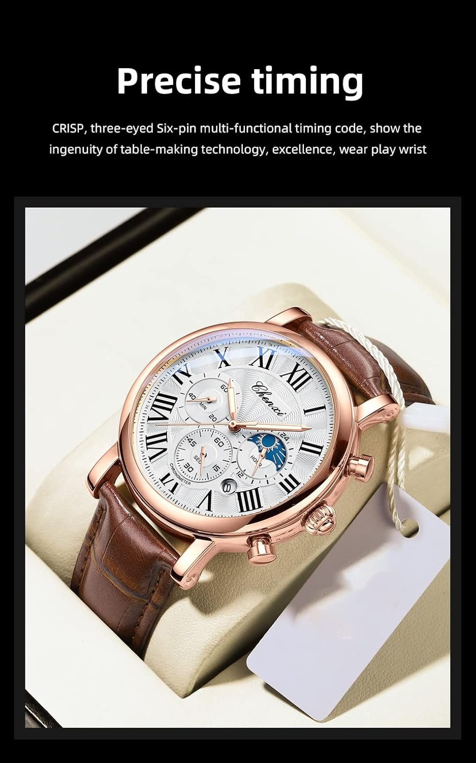 Gosasa Business Watches for Men Moon Phase Chronograph Luxur... - Image 4