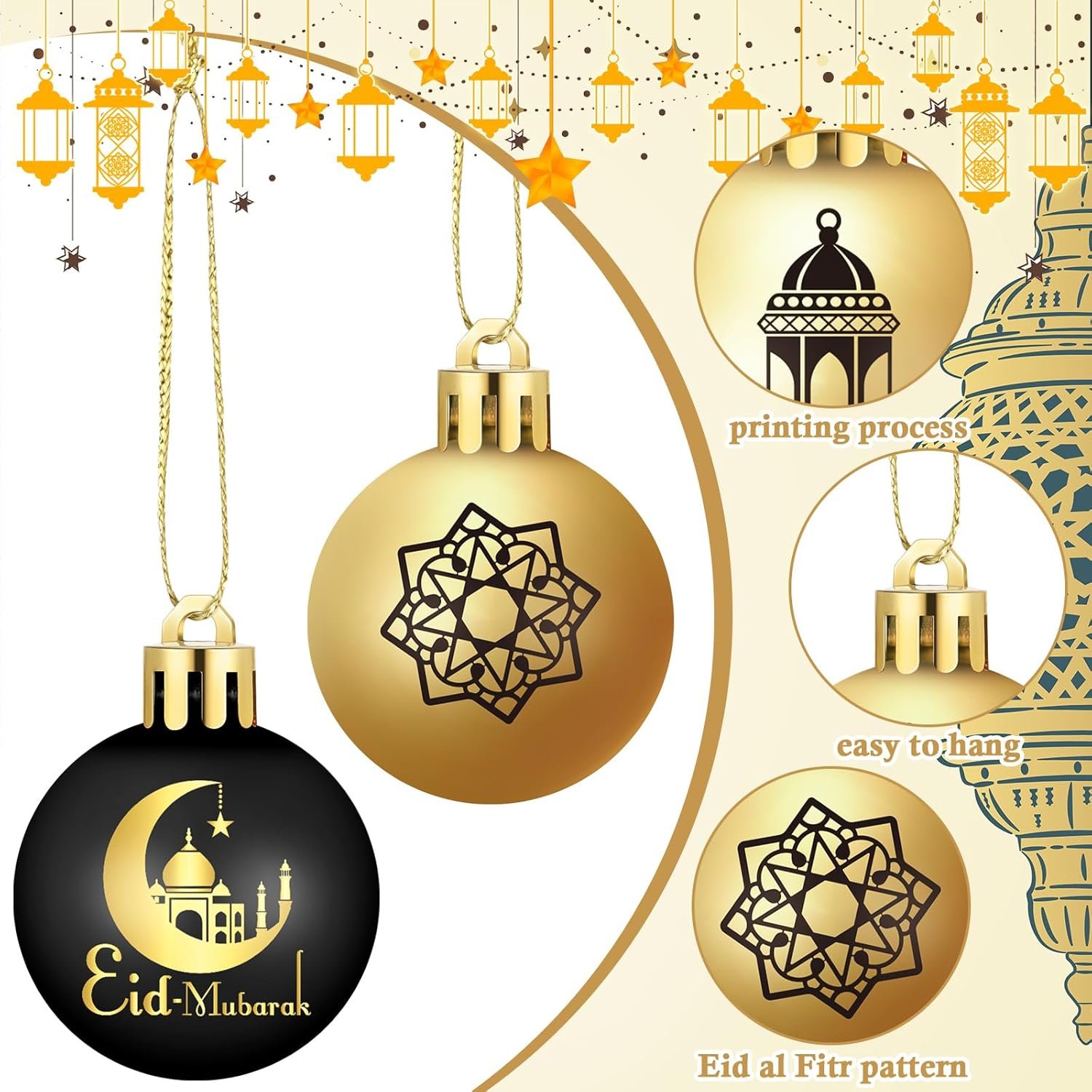 Bememo 24 Pcs Ramadan Ball Ornaments for... - Image 5