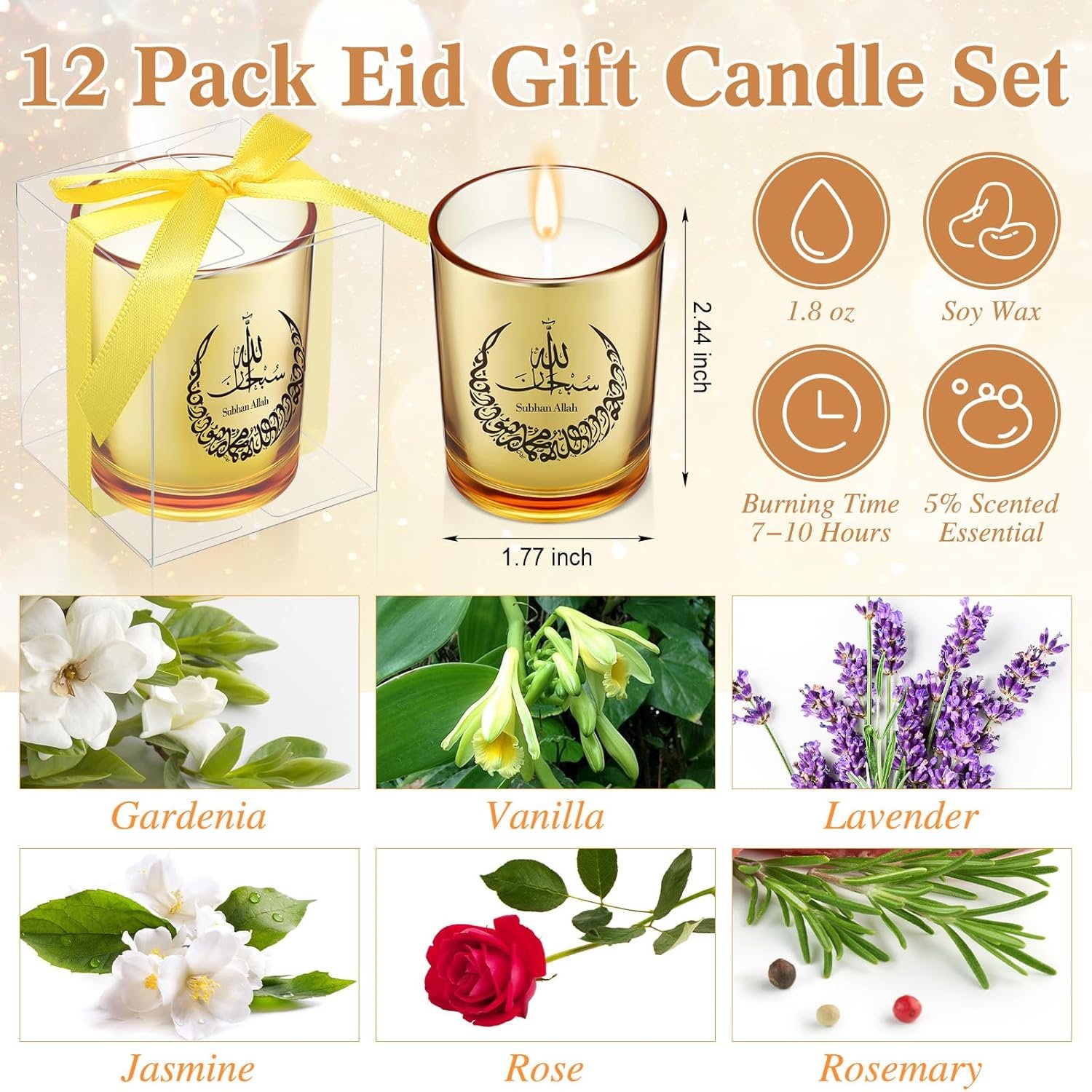 Ramadan Candles Set Eid Mubarak Gifts Scented Soy Candles fo... - Image 3