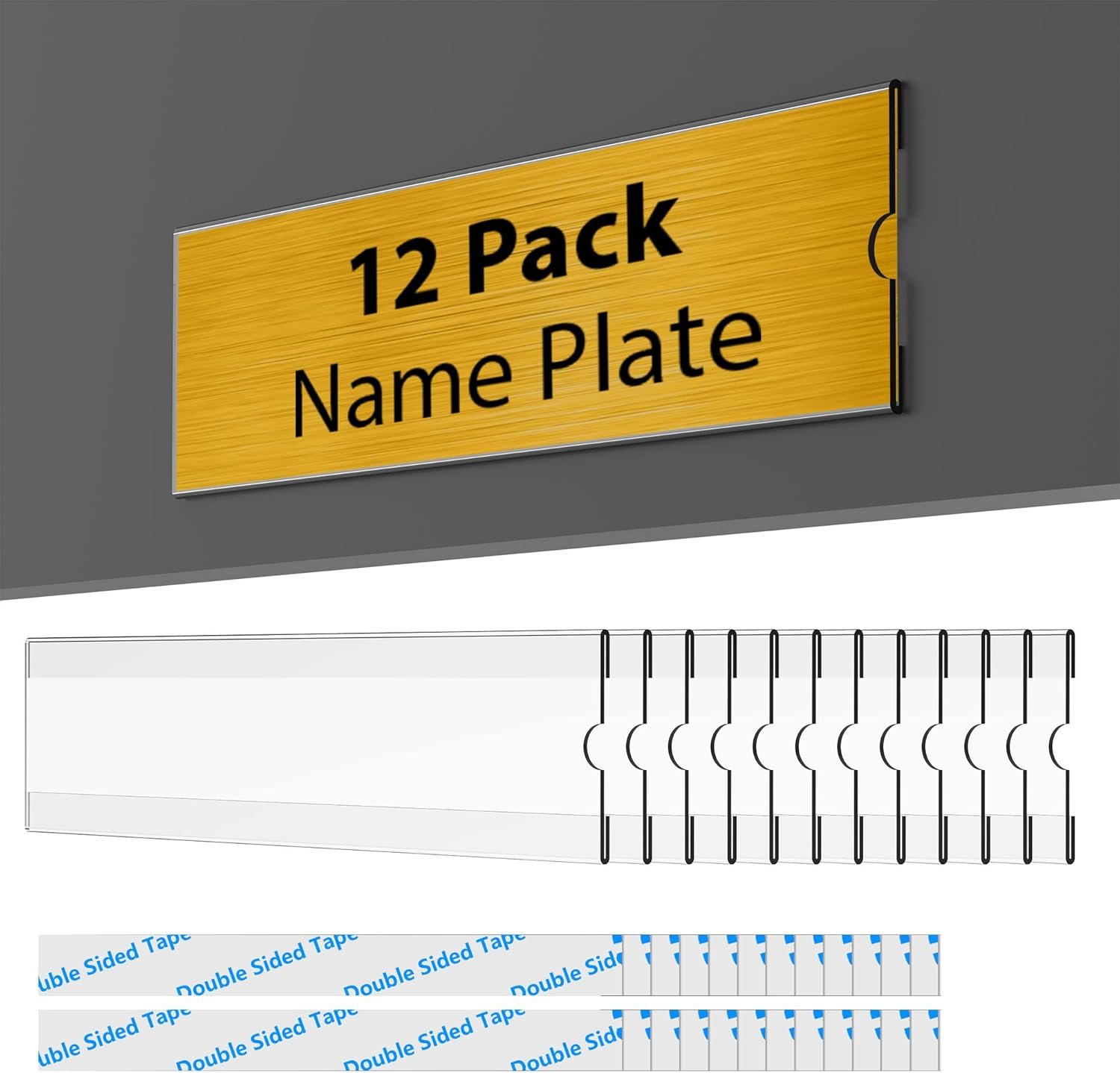 TONICE 12 Pack Acrylic Desk 2x8 Nameplate Holders, Acrylic N... - Image 2