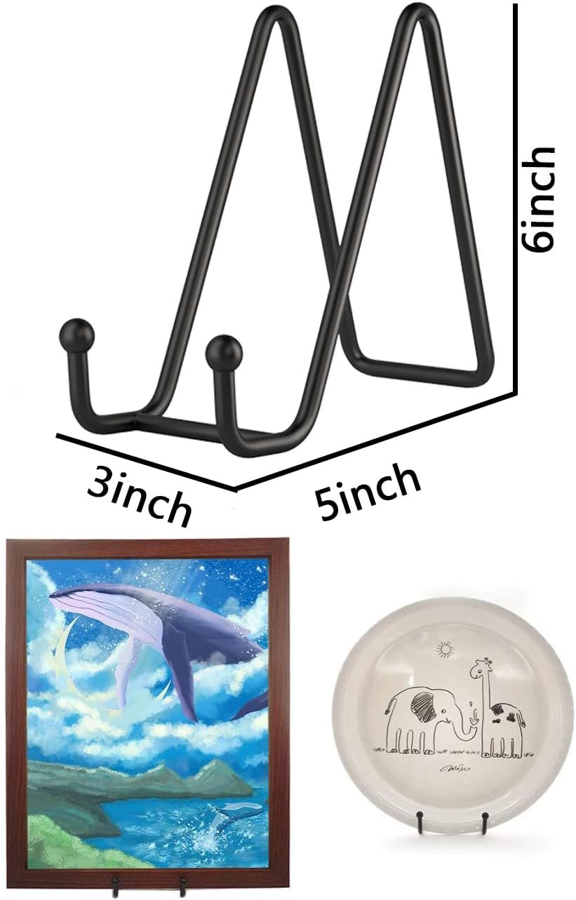 2 Pack 6 Inch Black Iron Plate Stands for Display, Metal Fra... - Image 3