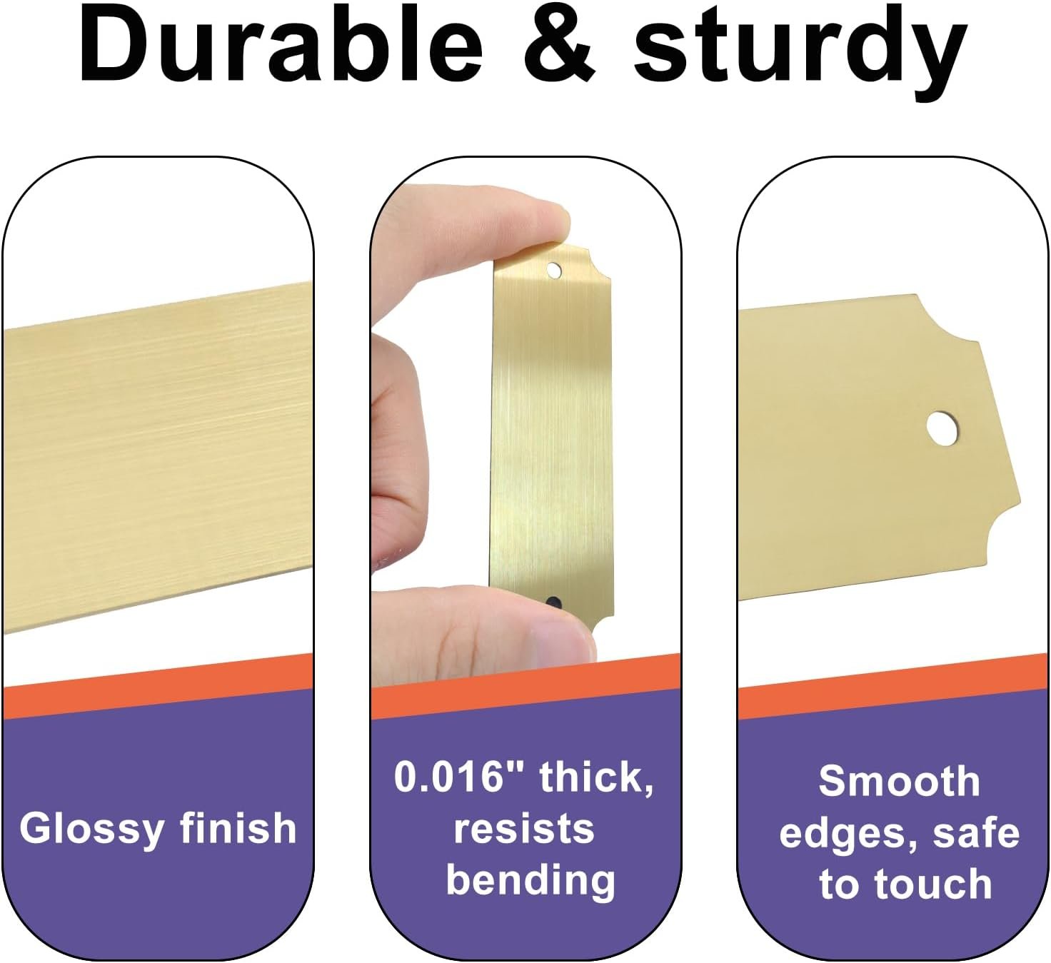 Golden 12pcs 3" W x 1" H Stainless Steel Name Tag Frame - A ... - Image 5