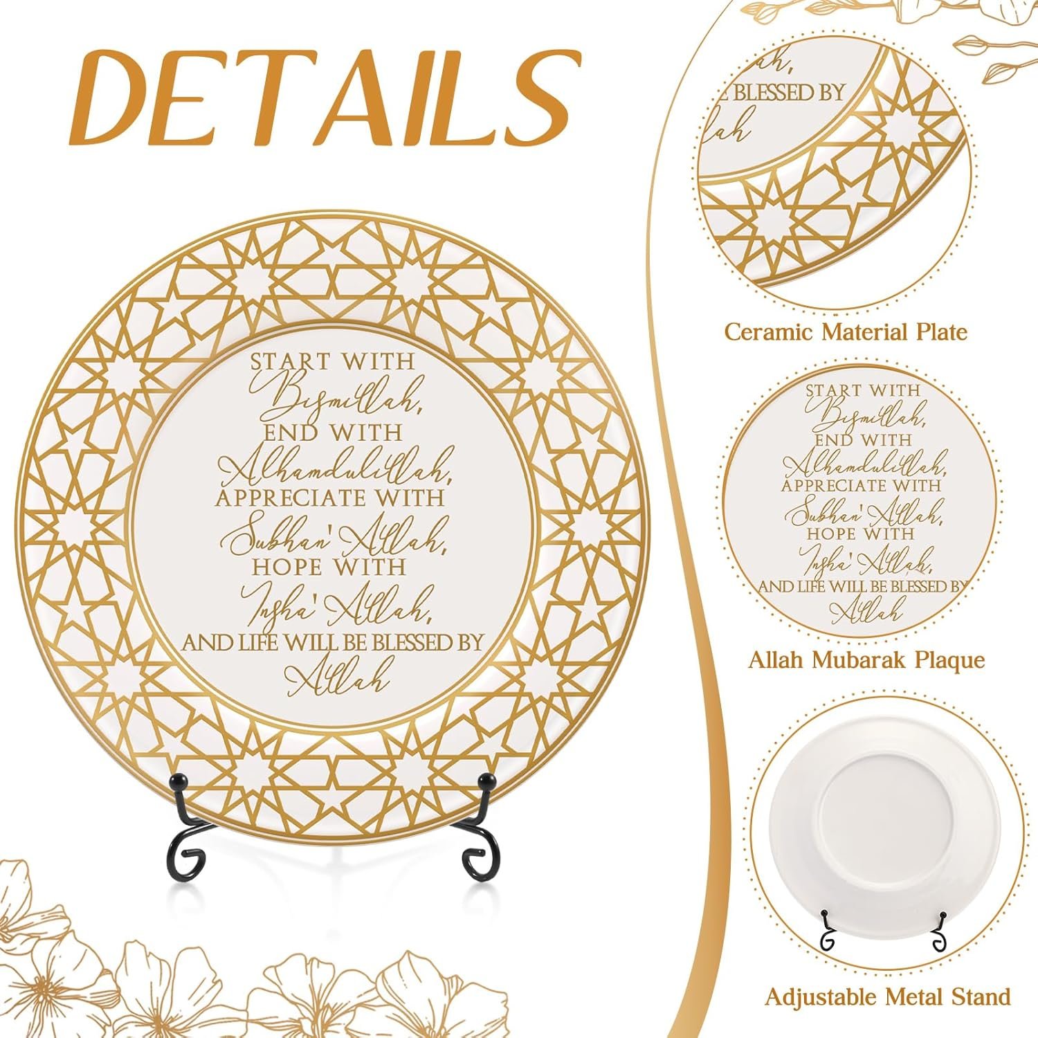 Sieral 4 Set Islamic Allah Gift Table Decoration Ceramic Ram... - Image 4